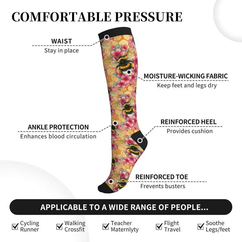 thmnj Compression Socks Knee High Support Socks for Women Men Circulation Stockings for Athletic Running Cycling Flying - Image 4